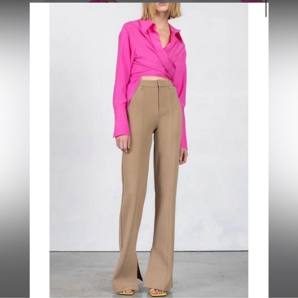 Gauge81 Sabinas 100% Silk Top Shirt Blouse Soft Pink Barbie Fuschia Rare XS Wrap - Picture 4 of 7